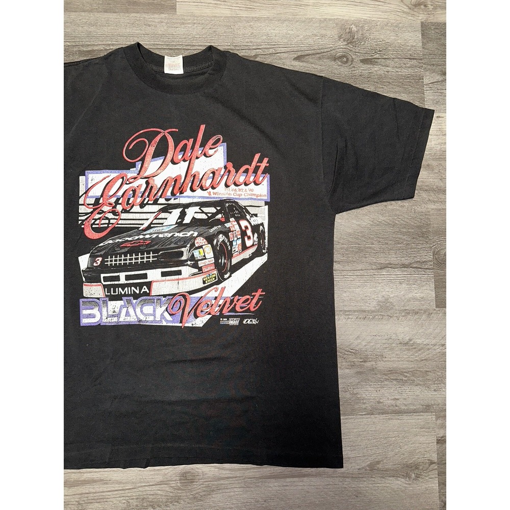 Vintage 1991 Dale Earnhardt "Black Velvet" NASCAR T-Shirt Sports Image‎ Size L
